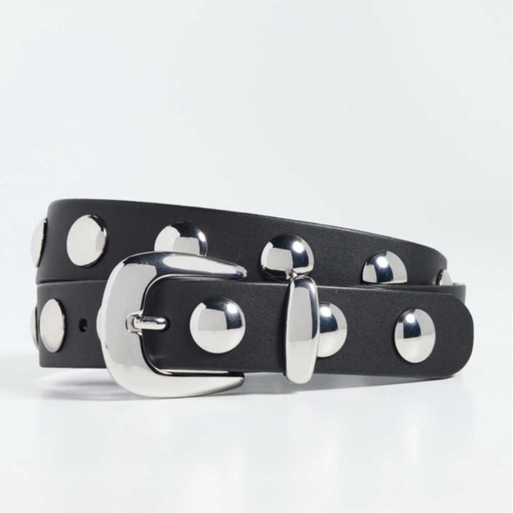Madewell Black Belt with Silver Buckle